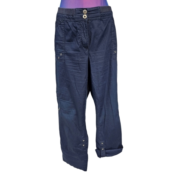 Chico's Navy Y2K Convertible Cargo Pants Size 12 Women's Chico's Size 2 P24 - Picture 2 of 10